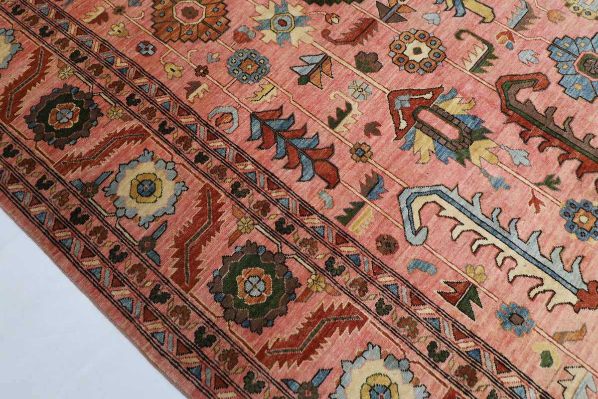 303 x 426 cm | Pink Tribal Afghan Veg Dye Wool carpet