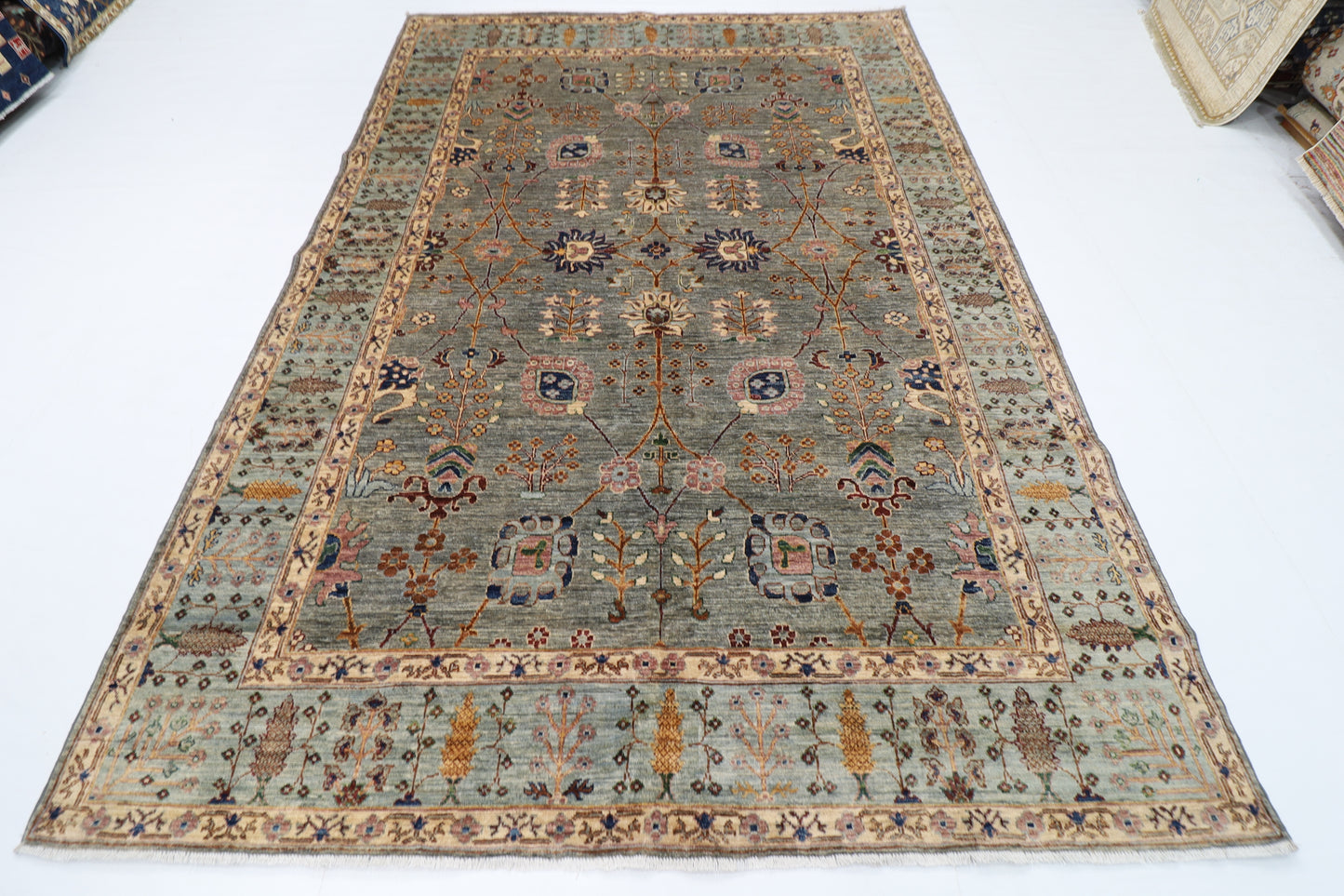 201 x 294 cm | Oriental Sultani Gray Area Rug Afghan Hand Knotted Veg Dye Wool carpet