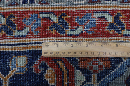 277 x 362 cm | Blue Aryana Handmade Afghan Area Rug Hand Knotted Carpet Living Room Rug