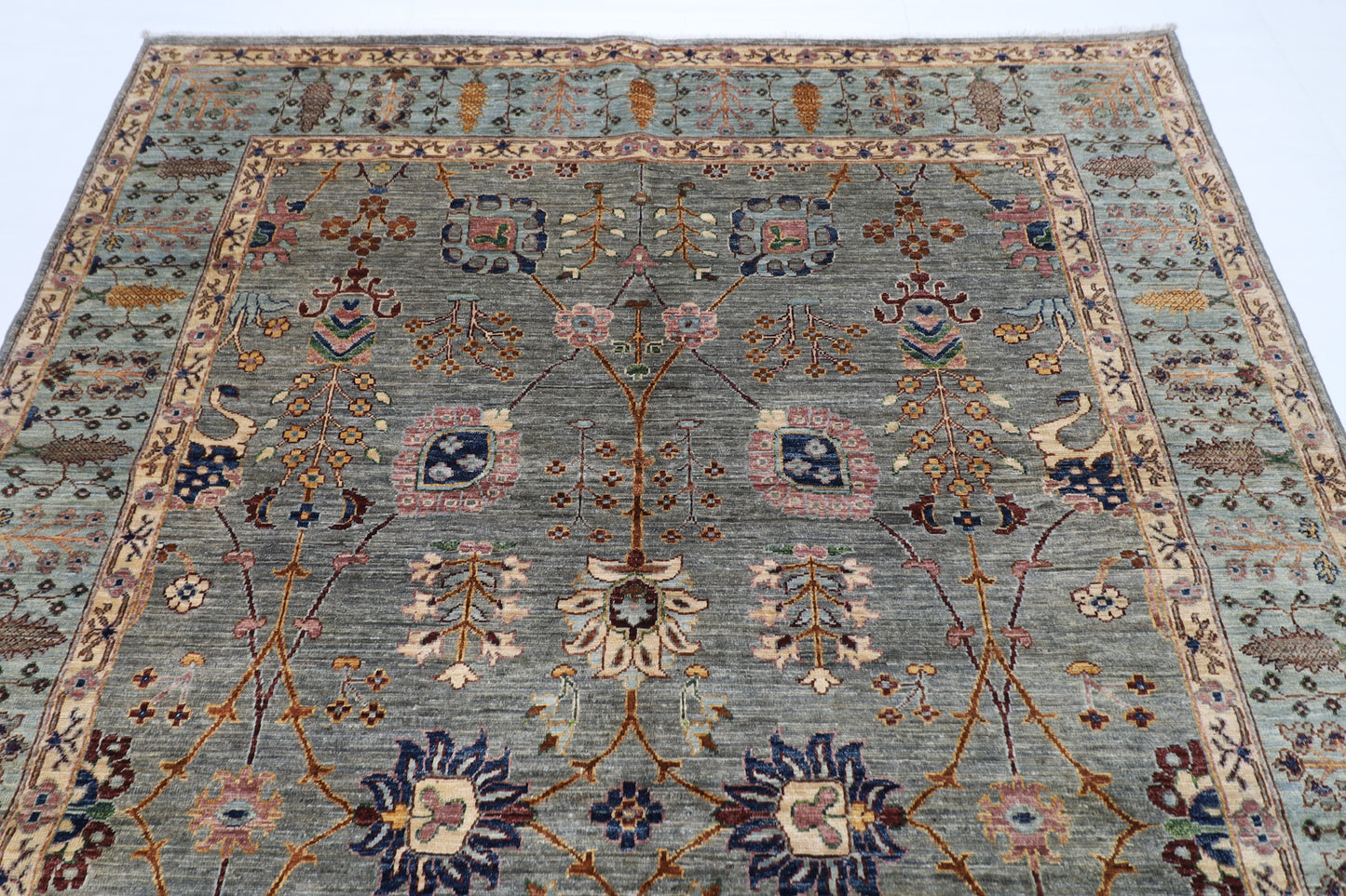 201 x 294 cm | Oriental Sultani Gray Area Rug Afghan Hand Knotted Veg Dye Wool carpet