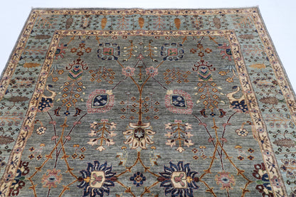 201 x 294 cm | Oriental Sultani Gray Area Rug Afghan Hand Knotted Veg Dye Wool carpet