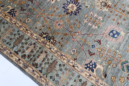201 x 294 cm | Oriental Sultani Gray Area Rug Afghan Hand Knotted Veg Dye Wool carpet