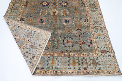 201 x 294 cm | Oriental Sultani Gray Area Rug Afghan Hand Knotted Veg Dye Wool carpet