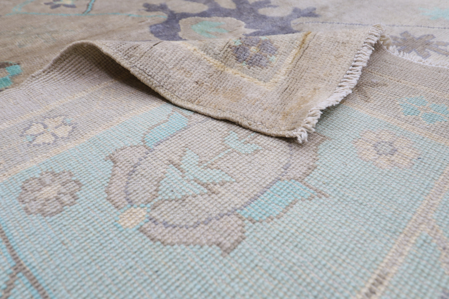 306 x 420 cm | Oushak Gray Handmade Afghan Area Rug Hand Knotted Carpet Living Room Rug