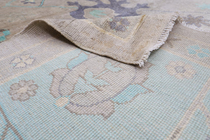 306 x 420 cm | Oushak Gray Handmade Afghan Area Rug Hand Knotted Carpet Living Room Rug