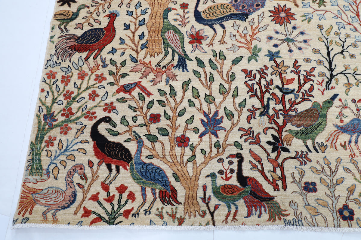 310 x 425 cm | Birds Afghan Veg Dye Wool carpet