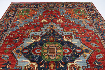 272 x 360 cm | Heriz Red Handmade Afghan Area Rug Hand Knotted Carpet Living Room Rug