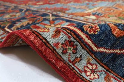 272 x 360 cm | Heriz Red Handmade Afghan Area Rug Hand Knotted Carpet Living Room Rug
