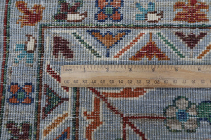 213 x 298 cm | Oriental Gray Area Rug Afghan Hand Knotted veg Dye Wool Carpet