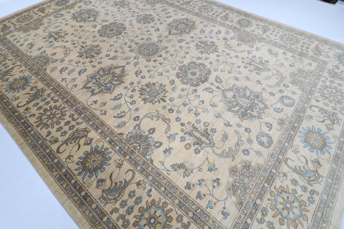 305 x 421 cm | Beige Floral Afghan Veg Dye Wool carpet