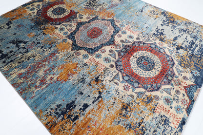 250 x 300 cm | Abstract Mamluk Handmade Afghan Area Carpet Hand Knotted Carpet Living Room Rug