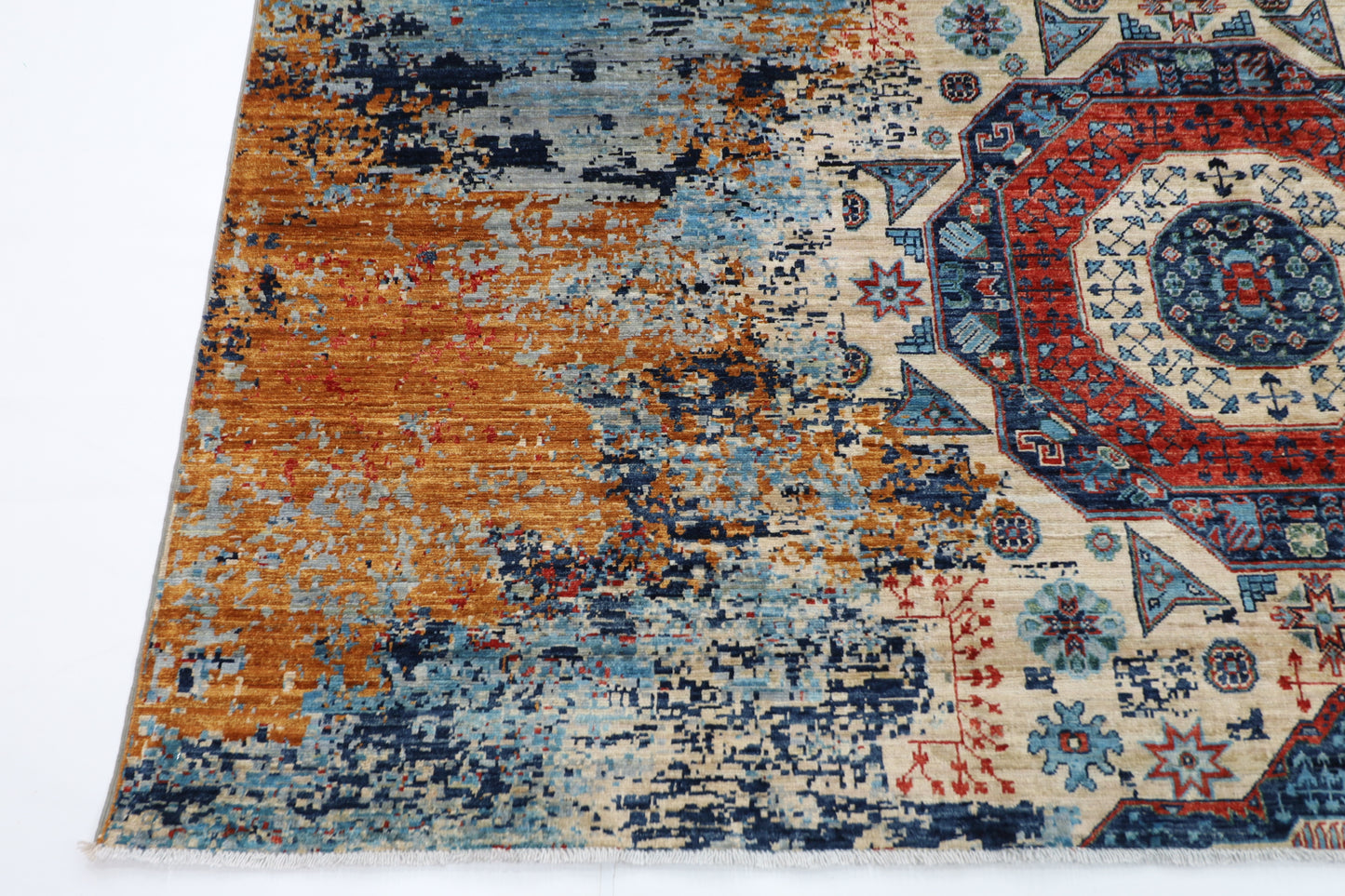 250 x 300 cm | Abstract Mamluk Handmade Afghan Area Carpet Hand Knotted Carpet Living Room Rug