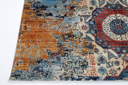 250 x 300 cm | Abstract Mamluk Handmade Afghan Area Carpet Hand Knotted Carpet Living Room Rug