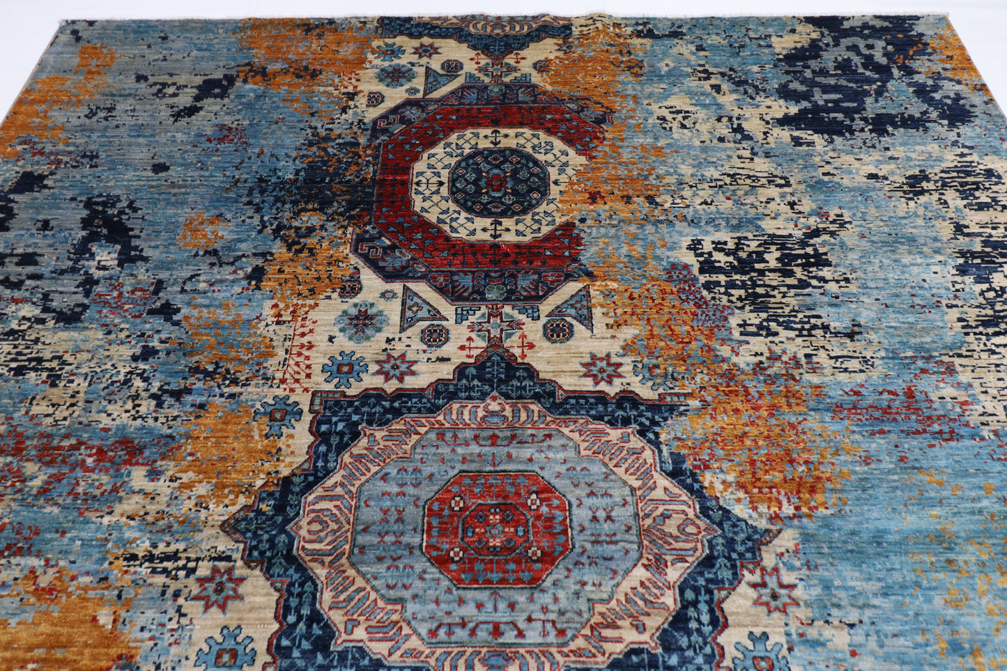 250 x 300 cm | Abstract Mamluk Handmade Afghan Area Carpet Hand Knotted Carpet Living Room Rug