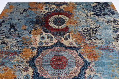250 x 300 cm | Abstract Mamluk Handmade Afghan Area Carpet Hand Knotted Carpet Living Room Rug