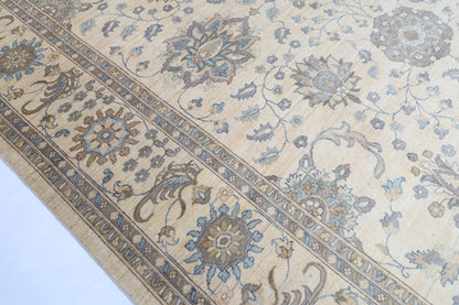 305 x 421 cm | Beige Floral Afghan Veg Dye Wool carpet