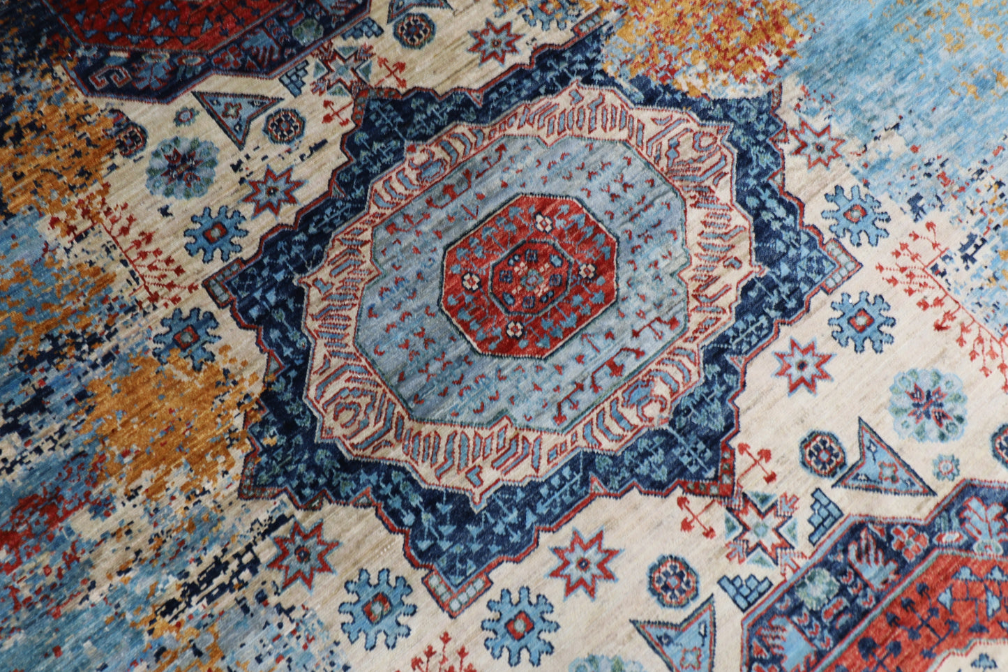 250 x 300 cm | Abstract Mamluk Handmade Afghan Area Carpet Hand Knotted Carpet Living Room Rug