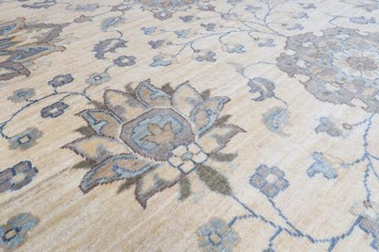 305 x 421 cm | Beige Floral Afghan Veg Dye Wool carpet