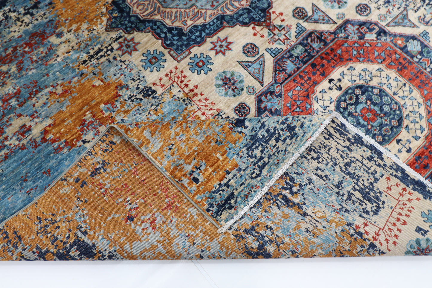 250 x 300 cm | Abstract Mamluk Handmade Afghan Area Carpet Hand Knotted Carpet Living Room Rug
