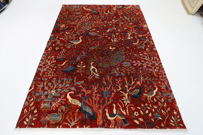 178 x 246 cm | Oriental  Birds Area Rug Afghan Hand Knotted Veg Dye Wool carpet