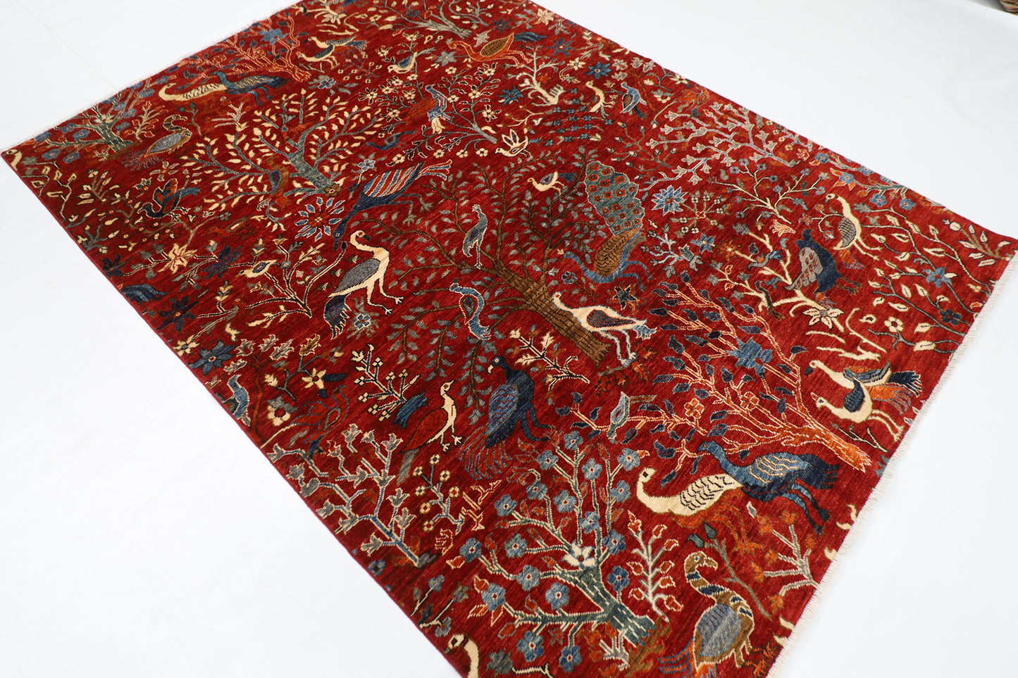 178 x 246 cm | Oriental  Birds Area Rug Afghan Hand Knotted Veg Dye Wool carpet