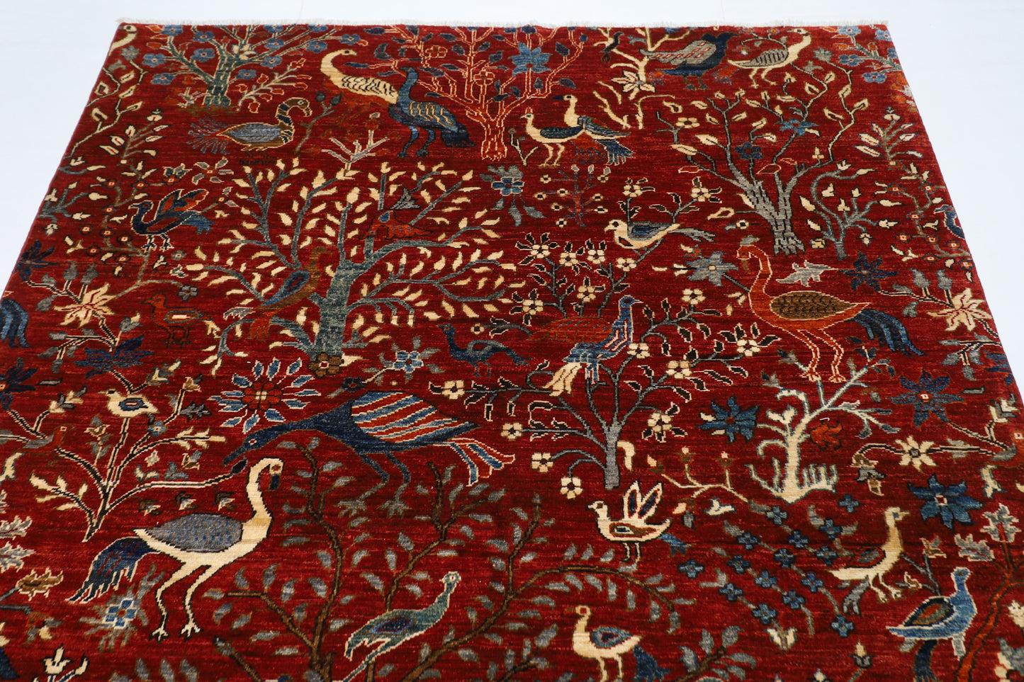 178 x 246 cm | Oriental  Birds Area Rug Afghan Hand Knotted Veg Dye Wool carpet