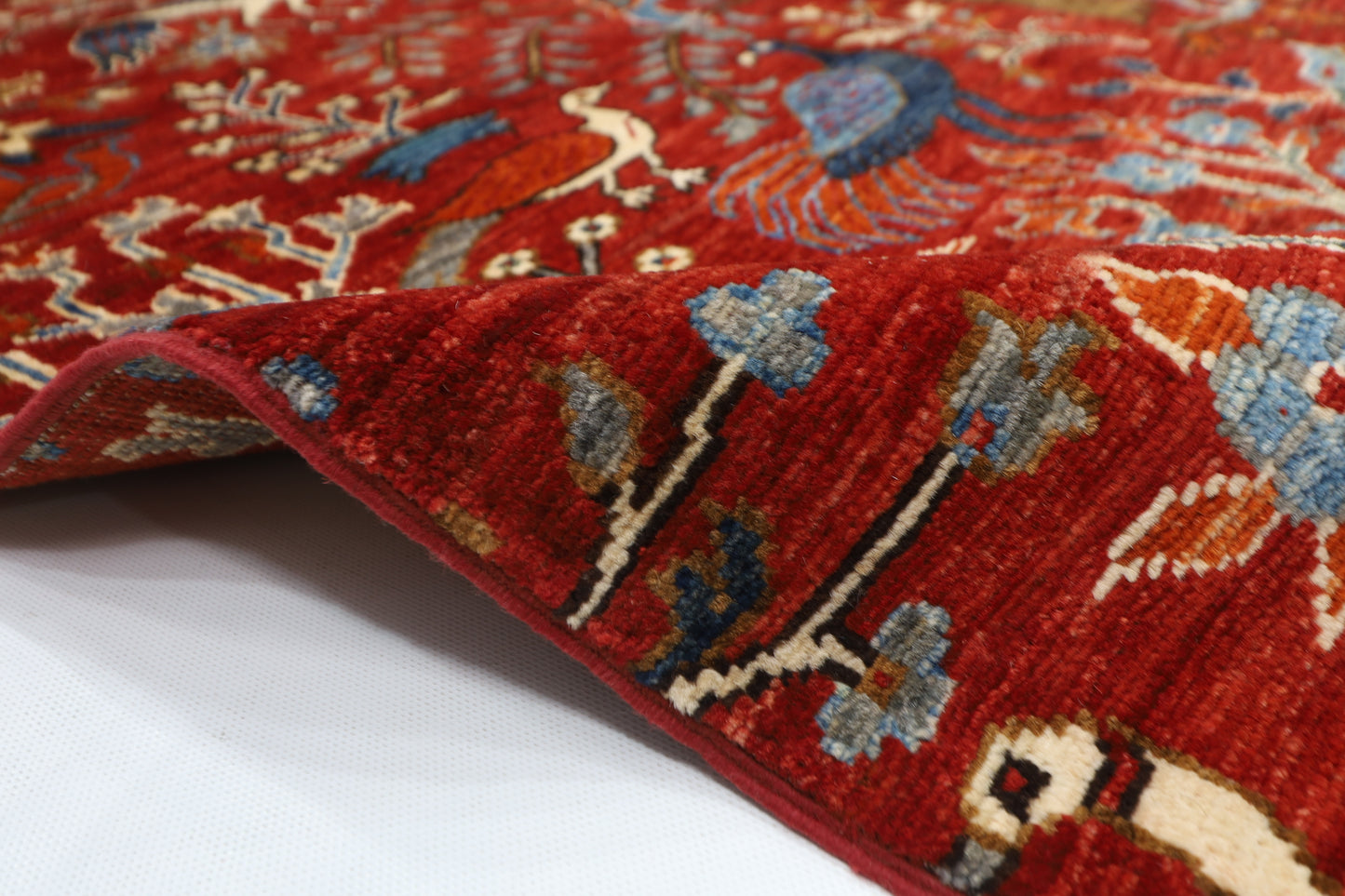 178 x 246 cm | Oriental  Birds Area Rug Afghan Hand Knotted Veg Dye Wool carpet