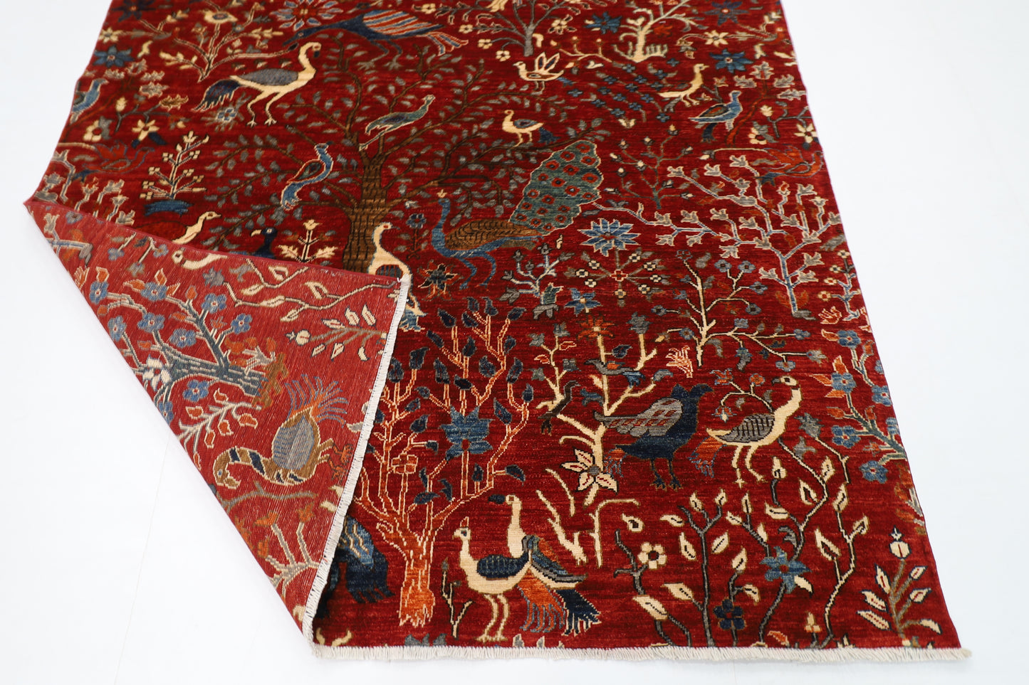178 x 246 cm | Oriental  Birds Area Rug Afghan Hand Knotted Veg Dye Wool carpet