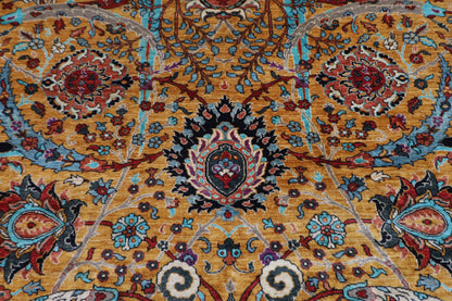 277 x 356 cm | Sickle Leaf Afghan Handmade Carpet Gold Colour