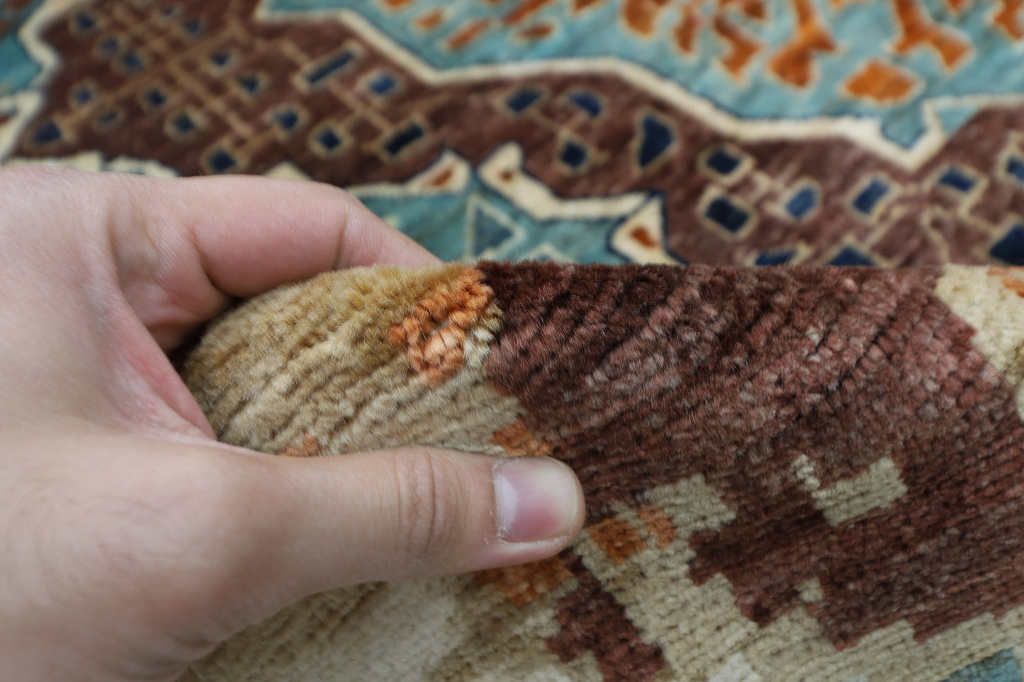 300 x 294 cm | Oriental Abstract Mamluk Round Rug Afghan Hand Knotted Veg Dye Wool carpet