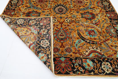 277 x 356 cm | Sickle Leaf Afghan Handmade Carpet Gold Colour
