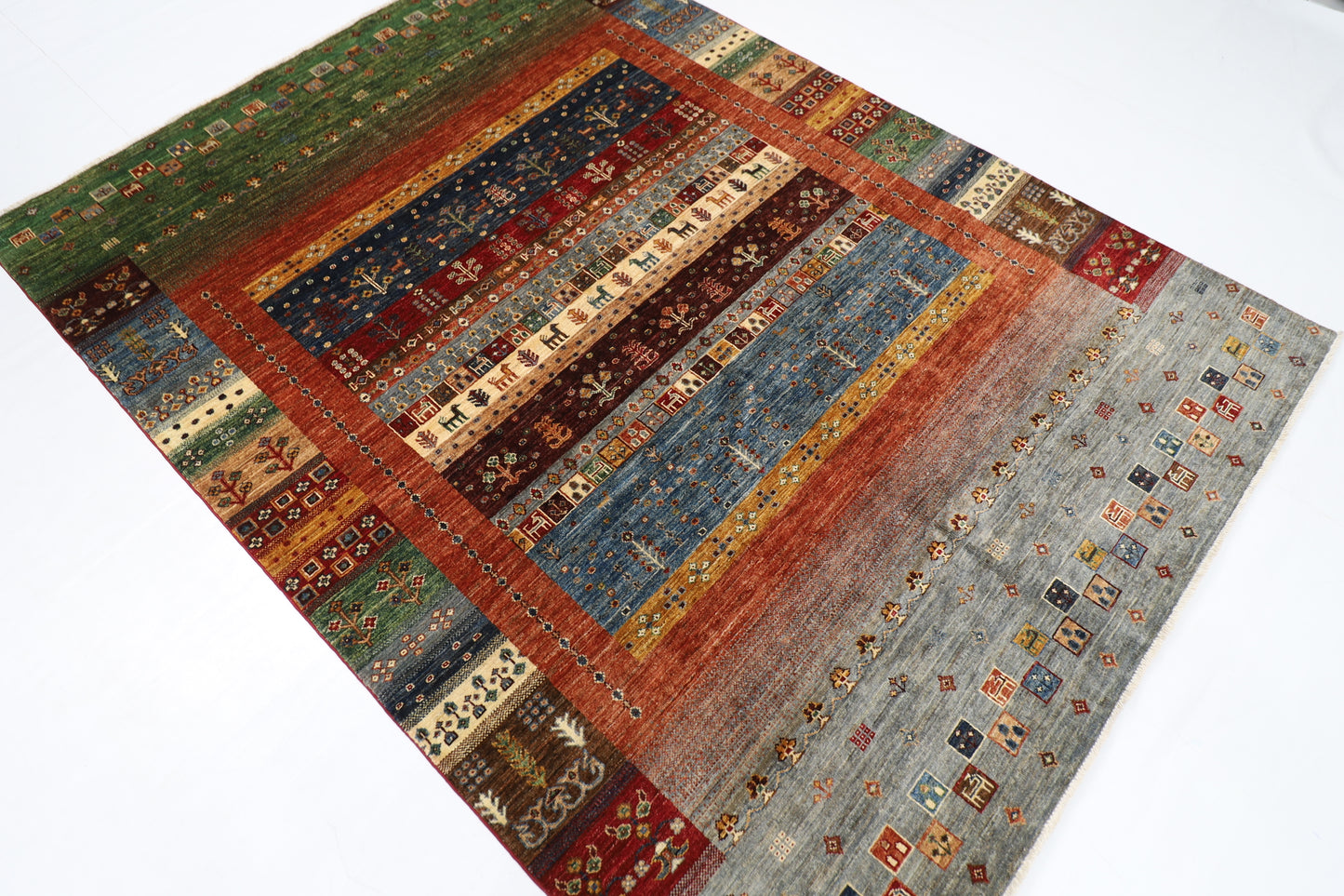 177 x 238 cm | Oriental Gabbeh Animal Area Rug Afghan Hand Knotted Veg Dye Wool carpet