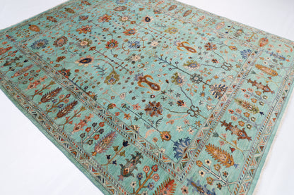 247 x 300 cm | Sultani Turquoise Afghan Handmade Carpet