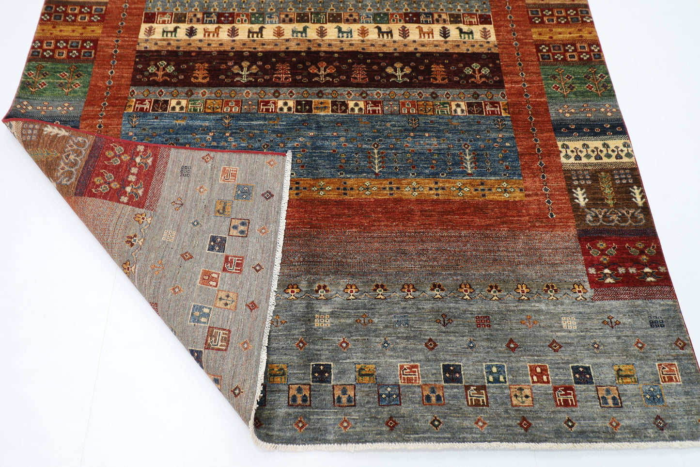 177 x 238 cm | Oriental Gabbeh Animal Area Rug Afghan Hand Knotted Veg Dye Wool carpet