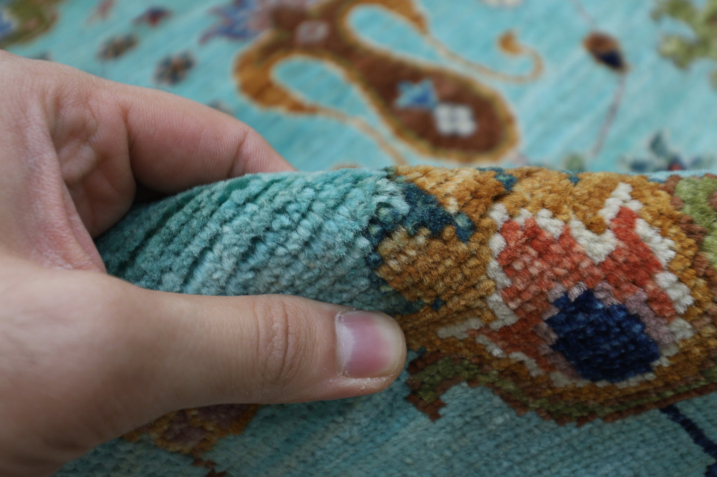 247 x 300 cm | Sultani Turquoise Afghan Handmade Carpet