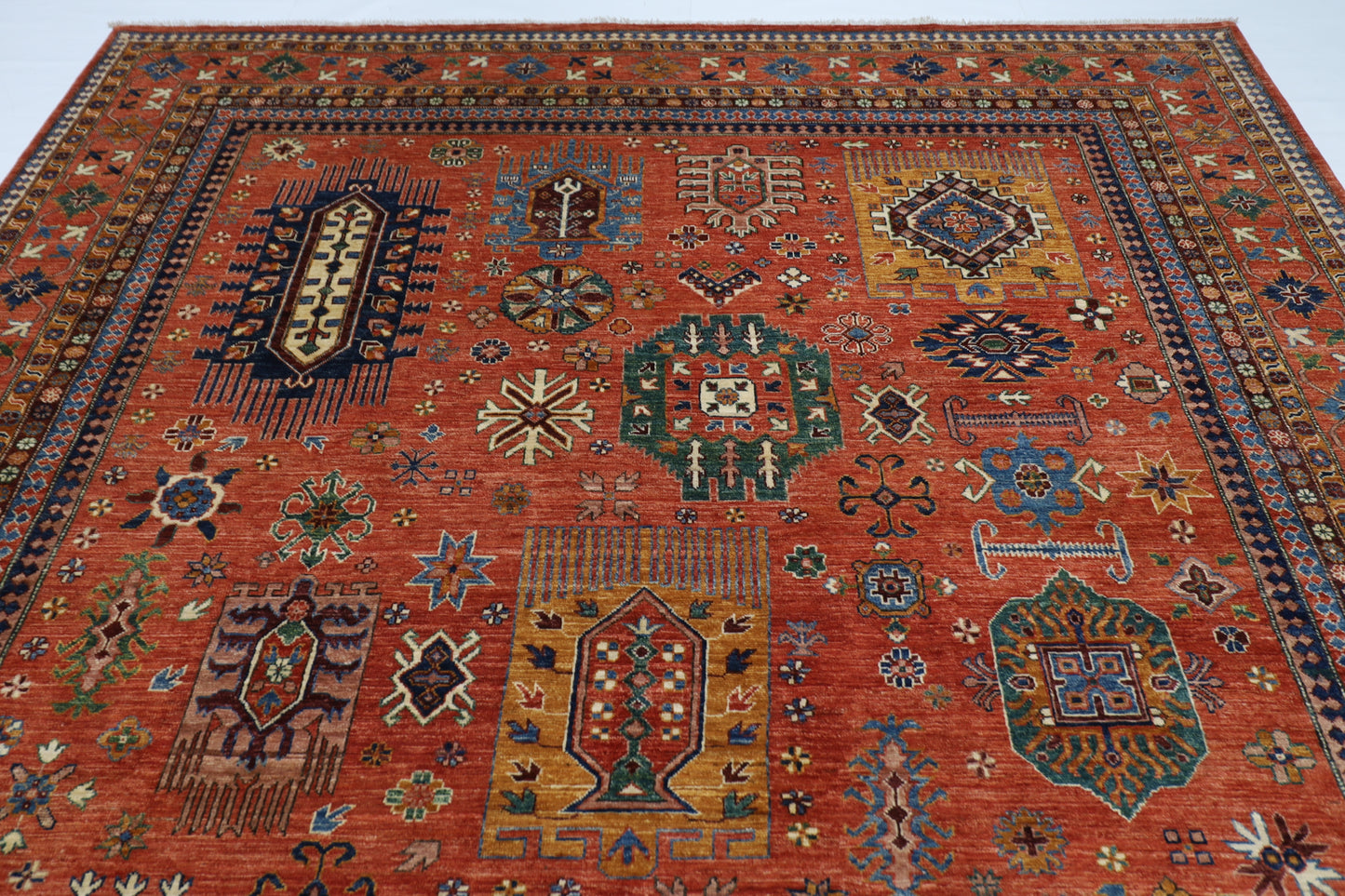 272 x 358 cm | Baluch Orange Afghan Handmade Carpet