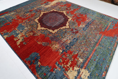 278 x 365 cm | Abstract Mamluk Afghan Veg Dye Wool carpet