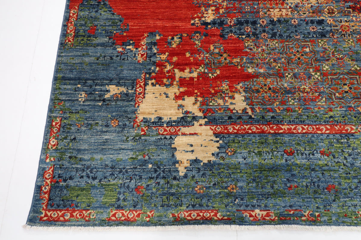 278 x 365 cm | Abstract Mamluk Afghan Veg Dye Wool carpet