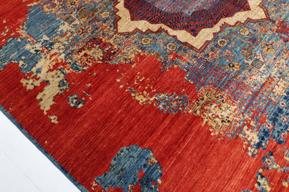 278 x 365 cm | Abstract Mamluk Afghan Veg Dye Wool carpet