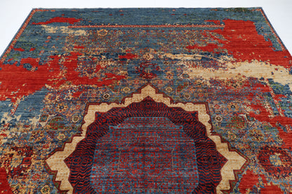 278 x 365 cm | Abstract Mamluk Afghan Veg Dye Wool carpet