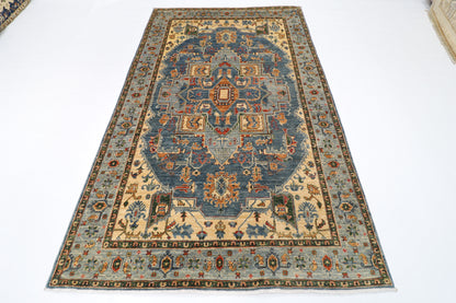 158 x 256 cm | Oriental heriz Geometric Area Rug Afghan Hand Knotted Veg Dye Wool carpet