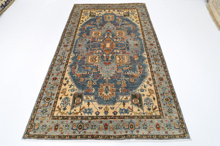 158 x 256 cm | Oriental heriz Geometric Area Rug Afghan Hand Knotted Veg Dye Wool carpet