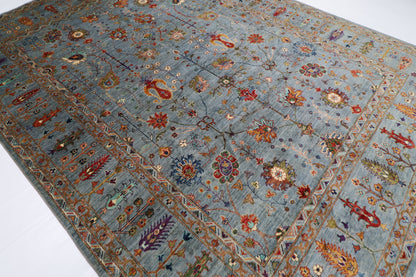 273 x 365 cm | Sultani Blueish Gray Afghan Hand Knotted Carpet