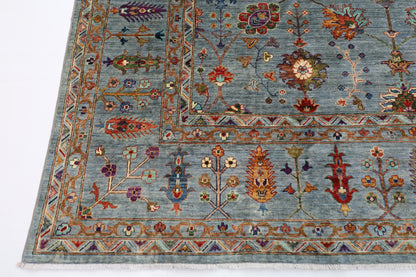 273 x 365 cm | Sultani Blueish Gray Afghan Hand Knotted Carpet