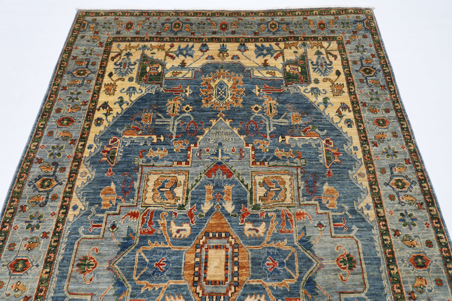 158 x 256 cm | Oriental heriz Geometric Area Rug Afghan Hand Knotted Veg Dye Wool carpet