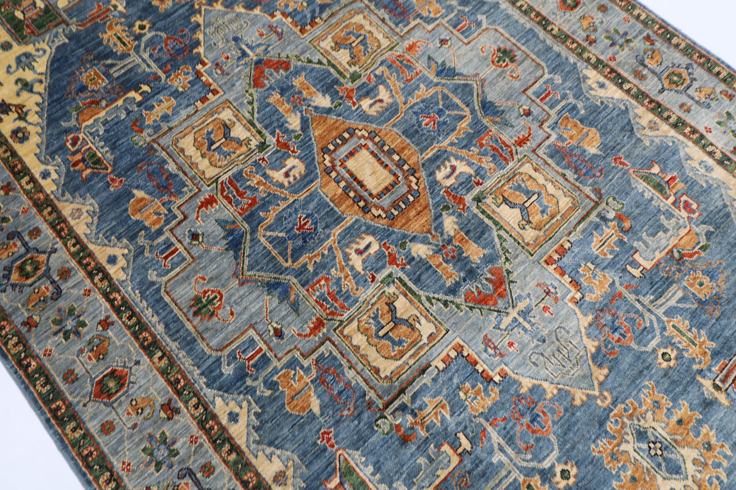158 x 256 cm | Oriental heriz Geometric Area Rug Afghan Hand Knotted Veg Dye Wool carpet