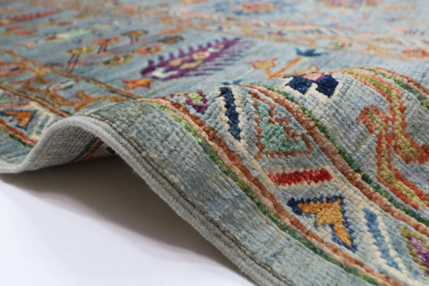 273 x 365 cm | Sultani Blueish Gray Afghan Hand Knotted Carpet