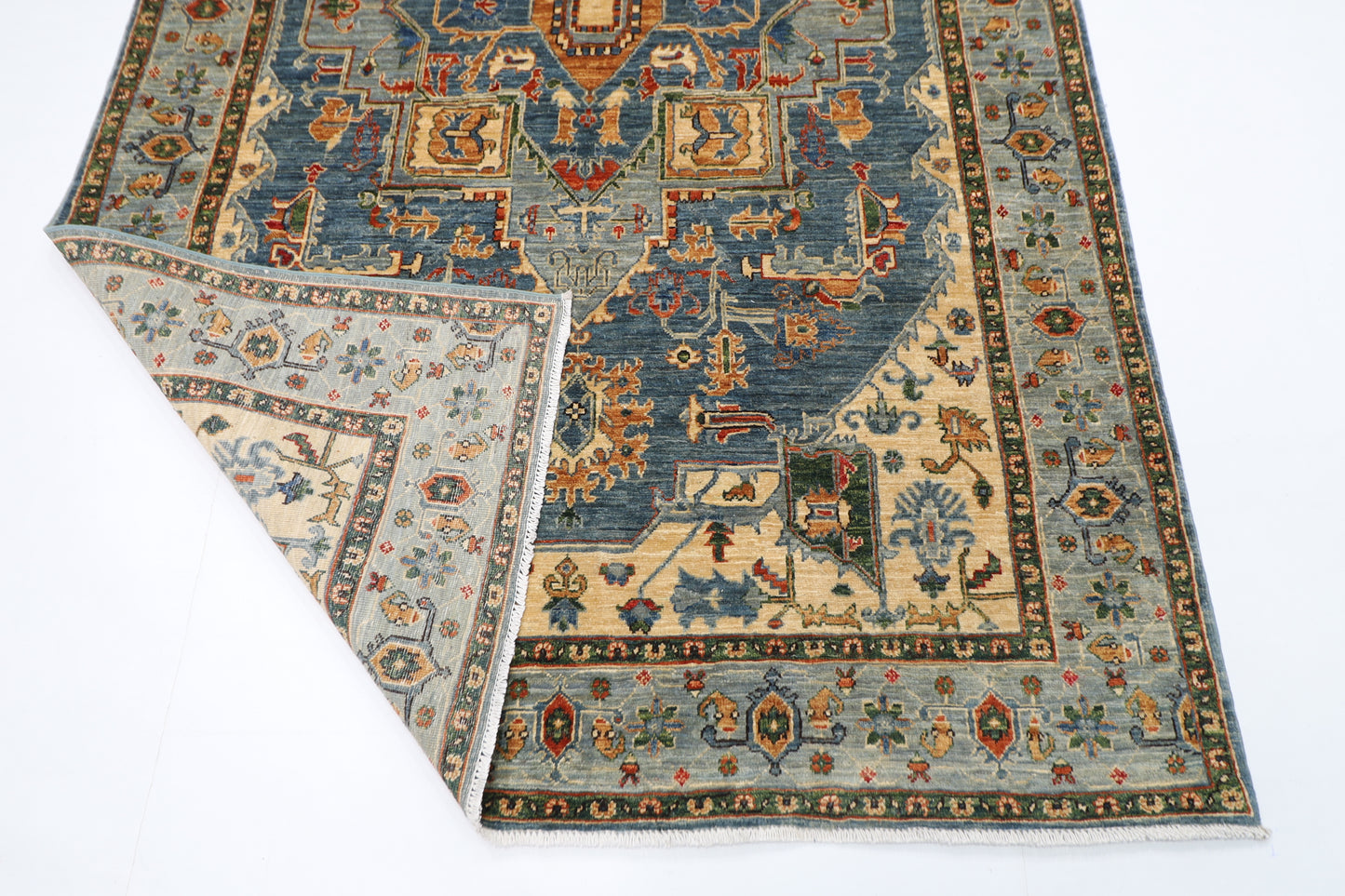 158 x 256 cm | Oriental heriz Geometric Area Rug Afghan Hand Knotted Veg Dye Wool carpet