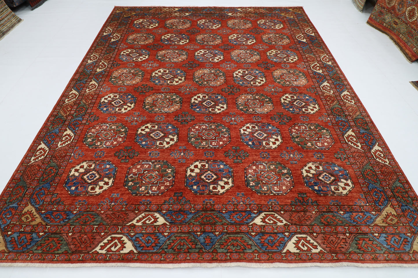 242 x 302 cm | Oriental Ersari Bokhara Red Area Rug Afghan Hand Knotted veg Dye Wool Carpet
