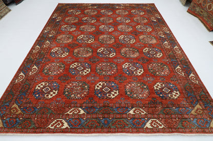 242 x 302 cm | Oriental Ersari Bokhara Red Area Rug Afghan Hand Knotted veg Dye Wool Carpet